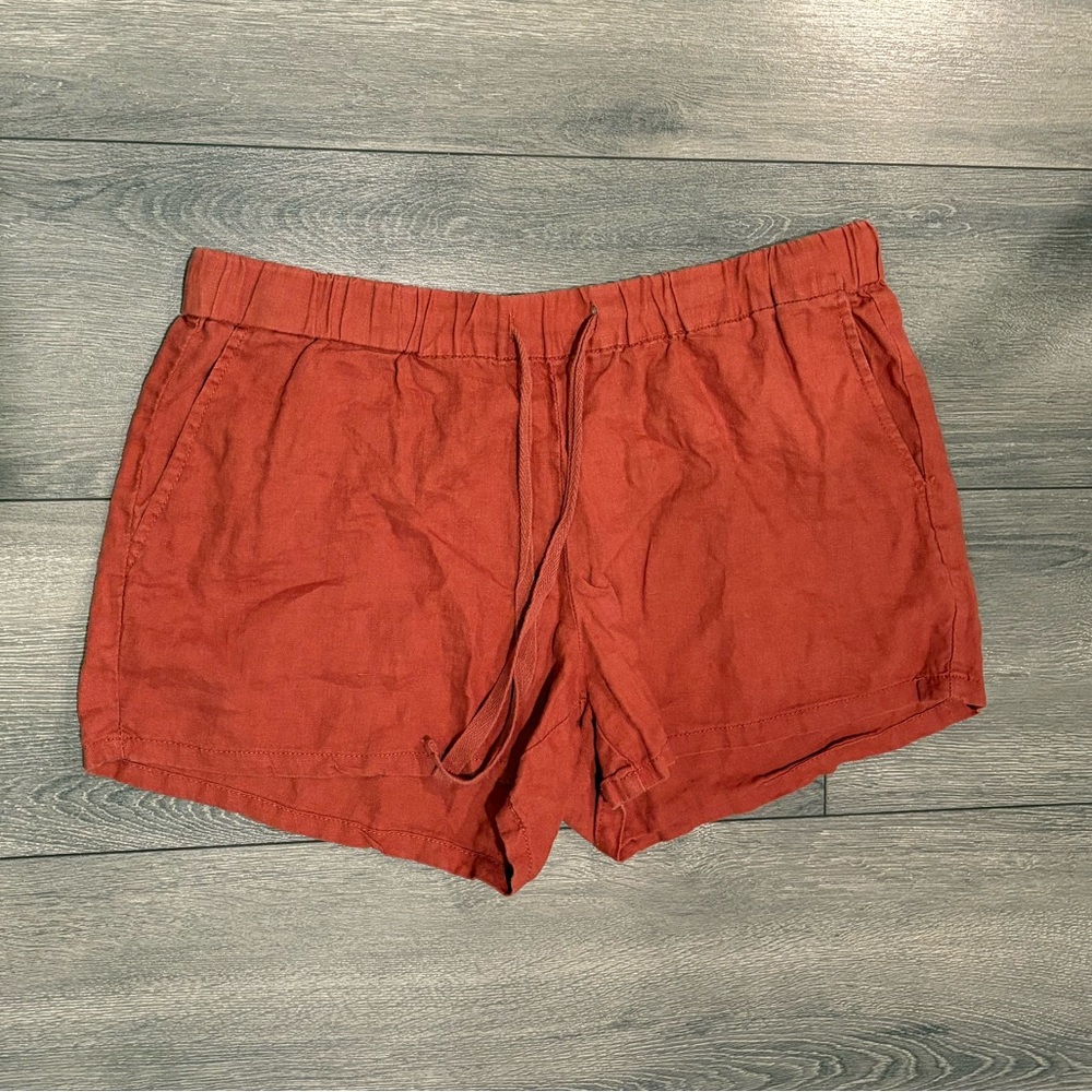 5/$25 Kut From The Cloth 100% Linen Shorts Rust 12